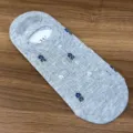 Grey mesh low cut socks detail, lightweight breathable floral summer boat sock close-up - One Size / Light Gray