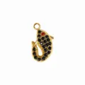 Χρυσό μενταγιόν ψάρι 18k charm μαύρες πέτρες κόκκινο μάτι κολιέ βραχιόλι αξεσουάρ DIY - Στυλ Χρυσόψαρο / Χρυσό με Μαύρο Στρας