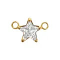 Connettore pendente zircone stella dorata accessorio per gioielli fai da te cristalli. - Doppio Anello Stella / Zircone bianco