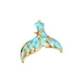 Blauwe emaille walvisstaart hanger met gouden zeester, RVS DIY sieraden accessoire. - Visstaartstijl / Blauw