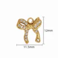 Gold rhinestone bow pendant charm for DIY bracelet and necklace jewelry making accessories. - 【1】Thin Ribbon Bowknot Pendant