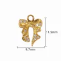 Gold Bow Rhinestone Pendant DIY Necklace Bracelet Charm Jewelry Accessory 11.5x9.7mm - 【2】Pleated Bowknot Pendant