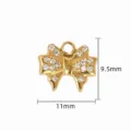 Gold rhinestone bow pendant charm for DIY bracelet necklace jewelry making accessories 9.5x11mm - 【4】Wide Ear Bowknot Pendant