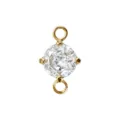 Connettore con doppio anello in ottone dorato zircone cubico rotondo per gioielli fai da te - Doppio Anello Tondo / Zircone bianco