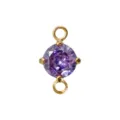 Ciondolo connettore rotondo in zircone viola a doppio anello per creazione gioielli fai da te - Doppio Anello Tondo / Zircone viola