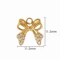 Gold bow rhinestone charm pendant for DIY bracelet necklace jewelry making 11.5mm. - 【5】Hollow Ribbon Bowknot Pendant