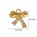 Gold rhinestone bow pendant charm for DIY bracelet necklace jewelry making accessories. - 【6】Ribbon Bowknot Pendant