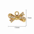 Gold Rhinestone Bow Pendant DIY Jewelry Charm Accessory 7x11mm for Necklace Bracelet - 【7】Bowknot Pendant
