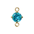 Ottone placcato oro tondo blu zircone connettore doppio anello fai da te creazione gioielli - Doppio Anello Tondo / zircone blu