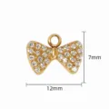 Gold rhinestone bow pendant charm DIY jewelry making accessory sparkling crystal bowknot 12x7mm - 【8】Full Rhinestone Bowknot Pendant