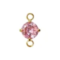 Connettore per gioielli a doppio anello in ottone placcato oro con zirconia rosa DIY - Doppio Anello Tondo / zirconia rosa