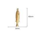 Χρυσό μεταλλικό μενταγιόν ψάρι 40x8mm 18k επιμεταλλωμένο θαλάσσιο ζώο DIY αξεσουάρ SKU - Μεγάλο Ψάρι με Κοκάλινη Υφή (11)