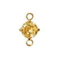 Ciondolo con doppia ansa in zircone giallo rotondo dorato per accessorio di bigiotteria. - Doppio Anello Tondo / Zirconia Gialla