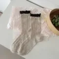 Dames lente zomer kuitkousen dun katoen ademend gerimpelde manchet casual vrije maat - Eén maat / Havermout