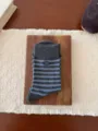 Grijze gestreepte dameskousen met middelhoge schacht, vintage college stijl katoenen sokken. - Blauwgrijs Gestreept