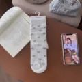 Grey floral cotton socks women autumn winter retro sweet ins style mid-tube stacking socks - One Size / Light Gray Full Floral