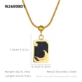 Collier pendentif carré en acier titane grès bleu avec chaîne serpent pour femme chic - Lapis-lazuli - La Lune / Pendentif 1.6x0.9cm