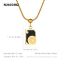 Collier pendentif carte de tarot en acier inoxydable, chaine serpent doree, 45cm. - Lapis-lazuli - La Roue de la Fortune / Pendentif 1.6x0.9cm