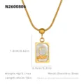 Collier pendentif carte de tarot en acier inoxydable avec coquillage blanc, chaîne élégante. - Nacre - Le Monde / Pendentif 1.6x0.9cm