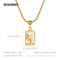Collier Pendentif Carte de Tarot Nacre Blanche Acier Inoxydable Or Chaîne 45cm Bijoux Femme - Nacre - Les Amoureux / Pendentif 1.6x0.9cm