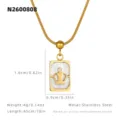 Collier pendentif carré tarot en acier inoxydable pour femme, chaîne dorée avec nacre couronne. - Nacre - Couronne / Pendentif 1.6x0.9cm