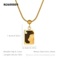 Collier pendentif rectangulaire œil de tigre lion en acier inoxydable, variante 45cm. - Œil de Tigre - La Force / Pendentif 1.6x0.9cm
