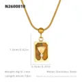 Collier Pendentif Carte Tarot Acier Inoxydable Oeil de Tigre Pierre Naturelle Bijou - Œil de Tigre - L'As de Coupe / Pendentif 1.6x0.9cm