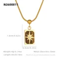 Collier pendentif pierre naturelle carré tarot acier inoxydable avec œil de tigre pour femmes - Œil de Tigre - Le Soleil / Pendentif 1.6x0.9cm