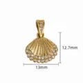 Gold shell rhinestone pendant DIY jewelry accessory 13mm gold plated charm necklace finding - 【12】Rhinestone Shell Pendant