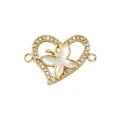 DIY Xryso Strass Kardia Miterla Petalouda Kremasto Kolie Dimiourgia Kosmimaton - Καρδιά Πεταλούδα με Διπλό Κρίκο / Λευκό Κοχύλι / Χρυσό