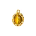 French retro oval tiger eye cat eye pendant stainless steel DIY necklace jewelry accessory - Twisted Oval Style / Yellow