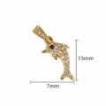 Gold dolphin pendant with cubic zirconia stones, small charm for DIY jewelry making - 【13】Rhinestone Dolphin Pendant