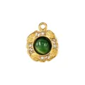 French retro green cat eye stone pendant stainless steel diy necklace jewelry accessory main view - Rhinestone Flower Leaf Style / Green