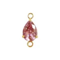 Ciondolo connettore in rame dorato zircone rosa a goccia per creazione gioielli fai da te. - Doppio Anello Goccia / zirconia rosa