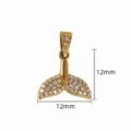 Gold-plated whale tail pendant sparkling with paved cubic zirconia stones, size 12x12mm accessory - 【14】Rhinestone Fish Tail Pendant