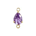 Connettore Pendente a Goccia Zirconia Viola Placcato Oro Accessorio Gioiello DIY - Doppio Anello Goccia / Zircone viola