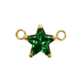 Connettore Stella Zirconia Verde Placcato Oro DIY Gioiello Pendente Accessorio - Doppio Anello Stella / Zirconia Verde