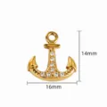 Gold Anchor Rhinestone Pendant DIY Jewelry Charm Necklace Bracelet Accessory 14x16mm - Rhinestone Hook Anchor