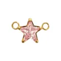 Ciondolo connettore a stella in zircone rosa placcato in oro per creazione di gioielli fai-da-te. - Doppio Anello Stella / zirconia rosa
