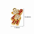 Rhinestone bear pendant charm gold color crystal DIY jewelry making accessory 14.8mm - 【18】Red & White Rhinestone Fat Bear Pendant