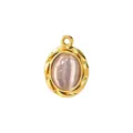 French retro cat eye stone pendant, gold stainless steel twisted frame DIY necklace accessory. - Twisted Oval Style / Pink