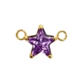 Connettore stella in zircone viola placcato oro per ciondolo gioiello fai da te accessorio - Doppio Anello Stella / Zircone viola