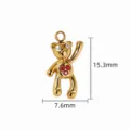 Gold teddy bear pendant with sparkling crystals, perfect for DIY bracelets and necklaces. - 【20】Red & White Rhinestone Slim Bear Pendant