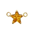 Ciondolo connettore a stella placcato in oro con zircone giallo per creazione di gioielli. - Doppio Anello Stella / Zirconia Gialla