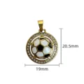 Stainless steel football pendant with rhinestones, gold geometric DIY necklace jewelry accessory. - Round Frame Rhinestone Football Pendant