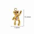 Gold teddy bear pendant with rhinestone belly details, ideal for DIY charm bracelets and necklaces. - 【21】Black & White Rhinestone Slim Bear Pendant