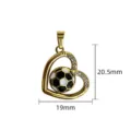 Stainless steel 18K gold plated soccer heart pendant with rhinestones for DIY jewelry necklace. - Hollow Heart Football Pendant