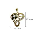 Stainless steel heart pendant with black white enamel and rhinestone for DIY necklace bracelet - Checkered Heart Football Pendant
