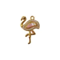 Όμορφο κομψό χρυσό μενταγιόν φλαμίνγκο DIY αξεσουάρ κολιέ με στρας και ροζ φίλντισι - Φλαμίνγκο (8)