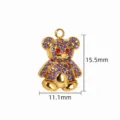 Gold Rhinestone Teddy Bear Pendant Charm for DIY Jewelry Making Necklace Accessories - 【22】Purple Rhinestone Sitting Bear Pendant